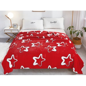 Patura pufoasa cocolino gofrata 200x230cm, 300gr, Rosu-Alb, Stelute