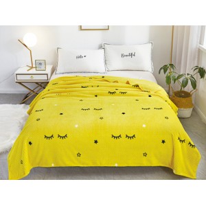 Patura pufoasa cocolino gofrata 200x230cm, 300gr, Galben-Negru, Gene