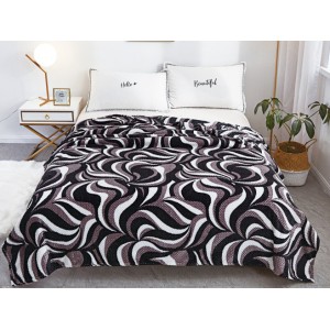 Patura pufoasa cocolino gofrata 200x230cm, 300gr/mp, Negru-Gri-Alb, Abstract