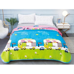 Patura pufoasa cocolino 200x230cm, 300gr/mp, Bleu-Multicolor, Peppa Pig