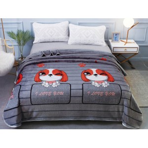 Patura pufoasa cocolino 200x230cm, 300gr/mp, Gri, Catelusi