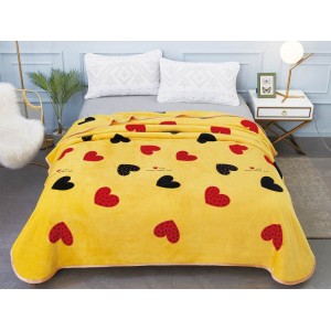 Patura pufoasa cocolino 200x230cm, 300gr/mp, Galben, Inimioare