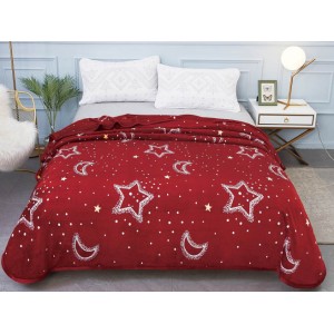 Patura pufoasa cocolino 200x230cm, 300gr/mp, Visiniu-Alb, Stelute