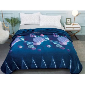 Patura pufoasa cocolino 200x230cm, 300gr/mp, Bleumarin-Multicolor, Baloane