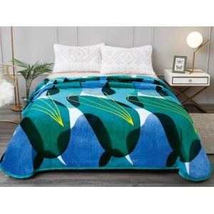 Patura pufoasa cocolino 200x230cm, 300gr/mp, Verde-Multicolor, Abstract