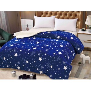 Patura CoCoLiNo cu blanita, 200x230cm, Jojo Home, Bleumarin-Alb, stelute