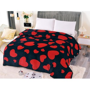 Patura CoCoLiNo, 200x230cm, Rosu-Negru, inimioare