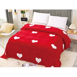 Patura CoCoLiNo, 200x230cm, Jojo Home, Rosu-Alb, inimioare