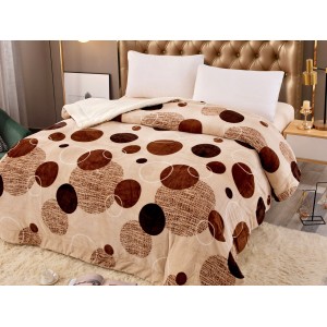 Patura CoCoLiNo cu blanita, 200x230cm, Jojo Home, Bej-Maro, buline