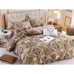 Lenjerie pat dublu,  FINET, 6 piese, Jojo Home, Maro-Multicolor, model elegant