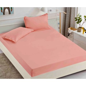 Cearsaf cu elastic, Bumbac FINET, 160/180x200cm, 2 fete de perne 50x70cm, Jojo Home, Uni, Roz