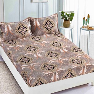 Cearsaf cu elastic COCOLINO, 180x200x25cm, 2 fete de perne, Jojo Home, Bej-Maro, model elegant