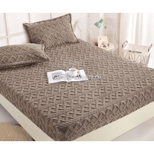 Cearsaf cu elastic COCOLINO, 180x200x25cm, 2 fete de perne, Jojo Home, model Tricotat, Maro