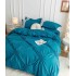Lenjerie pat dublu,  Soft Touch, 6 piese, cu PLIURI BRODATE, Jojo Home, Turquoise [2]