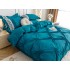 Lenjerie pat dublu,  Soft Touch, 6 piese, cu PLIURI BRODATE, Jojo Home, Turquoise [3]