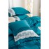 Lenjerie pat dublu,  Soft Touch, 6 piese, cu PLIURI BRODATE, Jojo Home, Turquoise [7]