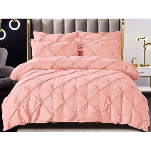 Lenjerie pat dublu,  FINET, 6 piese, cu PLIURI BRODATE, Jojo Home, Banan