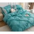 Lenjerie pat dublu,  Soft Touch, 6 piese, cu PLIURI BRODATE, Jojo Home, Aqua Blue [2]