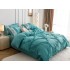 Lenjerie pat dublu,  Soft Touch, 6 piese, cu PLIURI BRODATE, Jojo Home, Aqua Blue [10]
