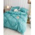 Lenjerie pat dublu,  Soft Touch, 6 piese, cu PLIURI BRODATE, Jojo Home, Aqua Blue [13]