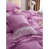 Lenjerie pat dublu,  Soft Touch, 6 piese, cu PLIURI BRODATE, Jojo Home, Mov [12]