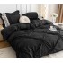 Lenjerie pat dublu,  Soft Touch, 6 piese, cu PLIURI BRODATE, Jojo Home, Negru [3]