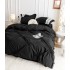 Lenjerie pat dublu,  Soft Touch, 6 piese, cu PLIURI BRODATE, Jojo Home, Negru [11]