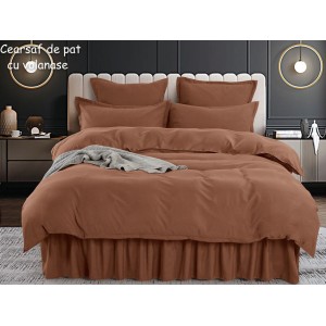 Lenjerie pat dublu,  FINET, 6 piese, cu volanase, Jojo Home, Maro