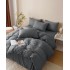 Lenjerie pat dublu, JACQUARD FINETAT, 6 piese, Jojo Home, Gri inchis [4]