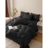 Lenjerie pat dublu, JACQUARD FINETAT, 6 piese, Jojo Home, Negru [6]