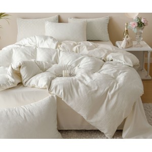 Lenjerie pat dublu, JACQUARD FINETAT, 6 piese, Jojo Home, Crem Lenjerie pat dublu, JACQUARD FINETAT, 6 piese, Jojo Home, Crem