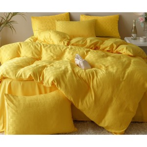 Lenjerie pat dublu, JACQUARD FINETAT, 6 piese, Jojo Home, Galben intens