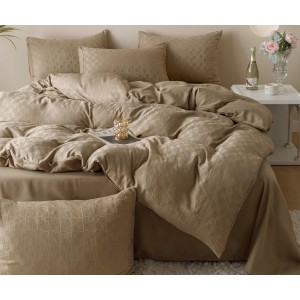 Lenjerie pat dublu, JACQUARD FINETAT, 6 piese, Jojo Home, Bej Lenjerie pat dublu, JACQUARD FINETAT, 6 piese, Jojo Home, Bej