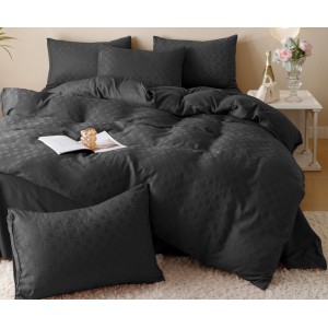 Lenjerie pat dublu, JACQUARD FINETAT, 6 piese, Jojo Home, Negru Lenjerie pat dublu, JACQUARD FINETAT, 6 piese, Jojo Home, Negru