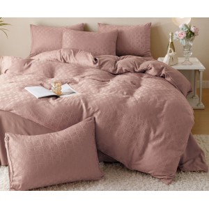 Lenjerie pat dublu, JACQUARD FINETAT, 6 piese, Jojo Home, Roz Pudra Lenjerie pat dublu, JACQUARD FINETAT, 6 piese, Jojo Home, Roz Pudra