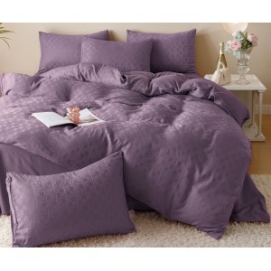 Lenjerie pat dublu, JACQUARD FINETAT, 6 piese, Jojo Home, Mov