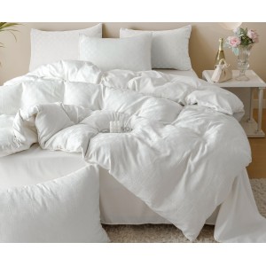 Lenjerie pat dublu, JACQUARD FINETAT, 6 piese, Jojo Home, Alb Lenjerie pat dublu, JACQUARD FINETAT, 6 piese, Jojo Home, Alb