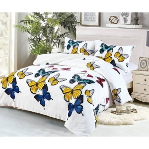Pilotã Groasã CoCoLiNo, 200x230cm, cu Blãnita si 2 fete de pernã, 50x70cm, Alb-Multicolor, fluturi