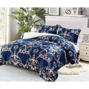 Pilotã Groasã CoCoLiNo, 200x230cm, cu Blãnita si 2 fete de pernã, 50x70cm, Bleumarin-Bej, model elegant