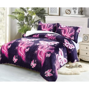 Pilotã Groasã CoCoLiNo, 200x230cm, cu Blãnita si 2 fete de pernã, 50x70cm, Mov, fluturi