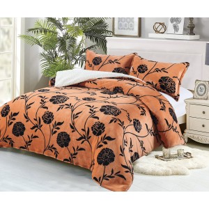 Pilotã Groasã CoCoLiNo, 200x230cm, cu Blãnita si 2 fete de pernã, 50x70cm, Maro-Negru, model floral