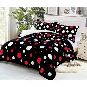 Pilotã Groasã CoCoLiNo, 200x230cm, cu Blãnita si 2 fete de pernã, 50x70cm, Negru-Rosu, buline