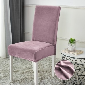 Set 4 huse universale pentru scaun din CATIFEA, Roz Prafuit