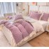 Lenjerie pentru pat dublu pufoasa CoCoLiNo cu VoLaNaSe, tip tricotaj, 4 piese, Lila [2]