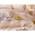 Lenjerie pentru pat dublu pufoasa CoCoLiNo cu VoLaNaSe, tip tricotaj, 4 piese, Bej [2]