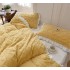 Lenjerie pentru pat dublu pufoasa CoCoLiNo cu VoLaNaSe, tip tricotaj, 4 piese, Galben [6]