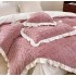 Lenjerie pentru pat dublu pufoasa CoCoLiNo cu VoLaNaSe, tip tricotaj, 4 piese, Roz [2]