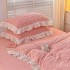 Lenjerie pentru pat dublu pufoasa CoCoLiNo cu VoLaNaSe, tip tricotaj, 4 piese, Roz [16]