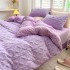 Lenjerie pentru pat dublu pufoasa CoCoLiNo, tip tricotaj, 4 piese, Lila [14]