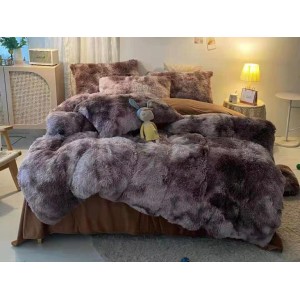 Lenjerie pat super pufoasa COCOLINO Fluffy 6 piese Maro-Cenusiu